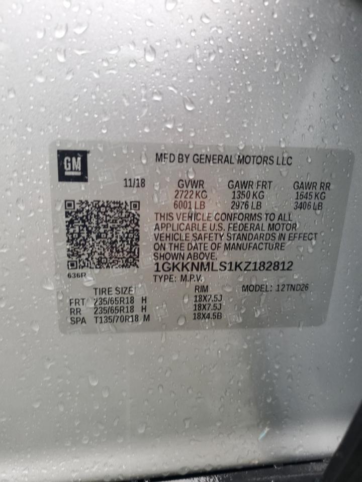 1GKKNMLS1KZ182812 2019 GMC Acadia Slt-1