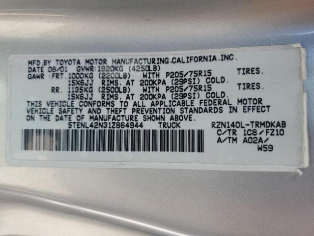 2001 Toyota Tacoma VIN: 5TENL42N31Z864944 Lot: 55922264