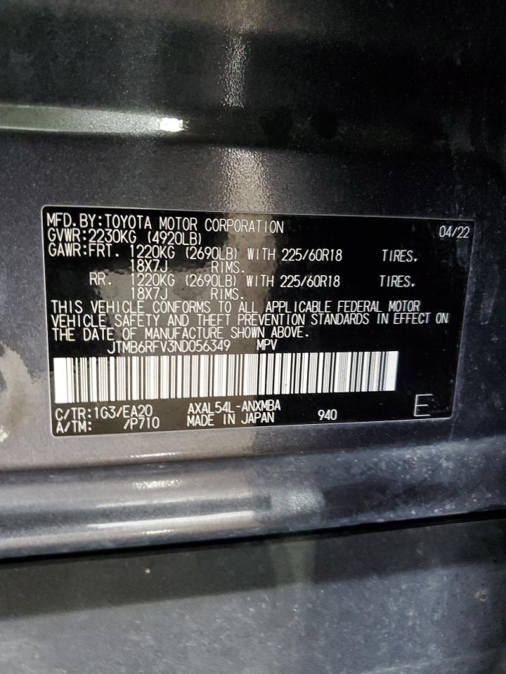 JTMB6RFV3ND056349 2022 Toyota Rav4 Xle Premium