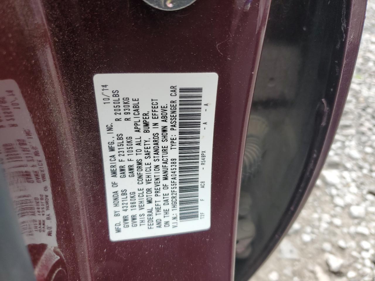 1HGCR2F55FA045389 2015 Honda Accord Sport