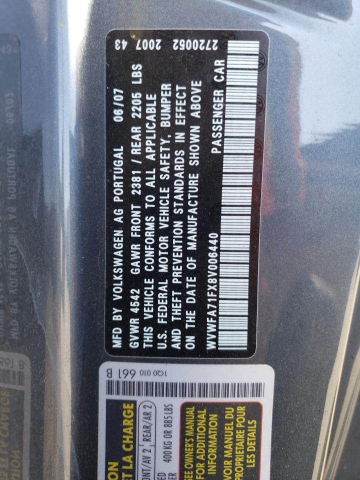 WVWFA71FX8V006440 2008 Volkswagen Eos Lux