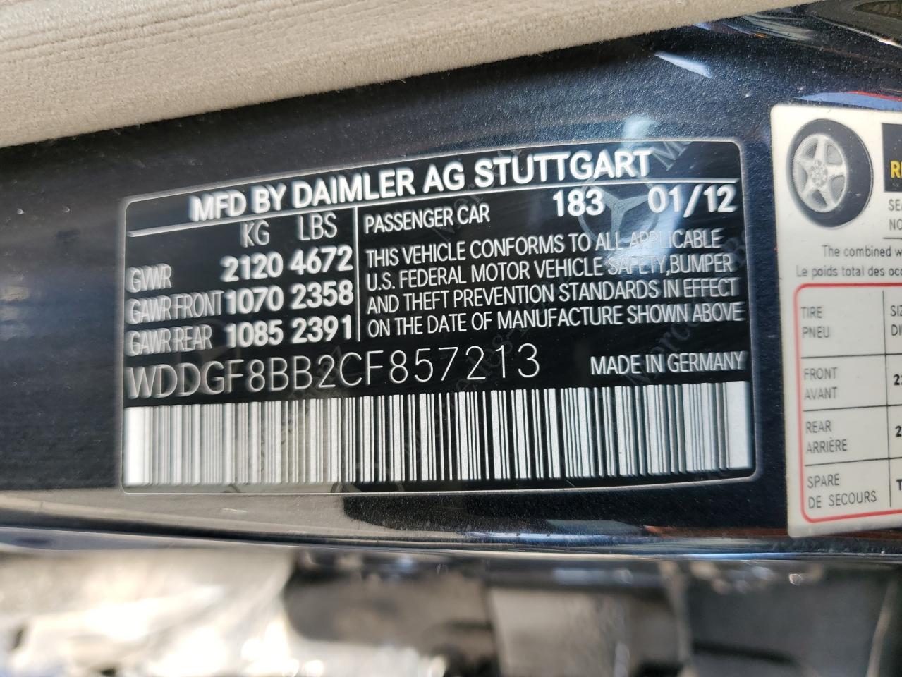 WDDGF8BB2CF857213 2012 Mercedes-Benz C 300 4Matic