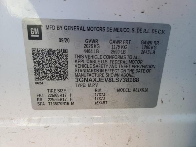 2020 CHEVROLET EQUINOX LT - 3GNAXJEV8LS738188