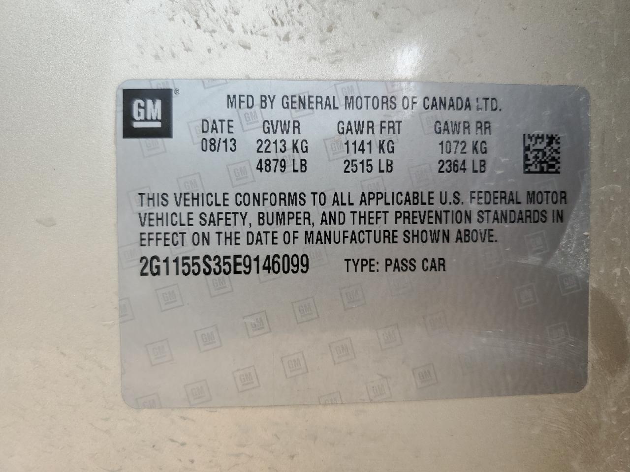 2G1155S35E9146099 2014 Chevrolet Impala Ltz