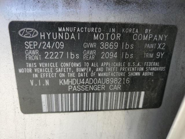 2010 Hyundai Elantra Blue VIN: KMHDU4AD0AU898216 Lot: 53923504