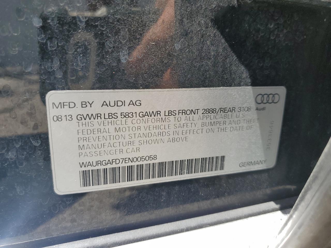 WAURGAFD7EN005058 2014 Audi A8 L Quattro