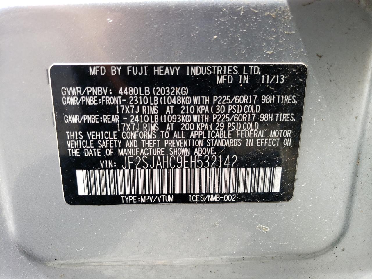 JF2SJAHC9EH532142 2014 Subaru Forester 2.5I Limited