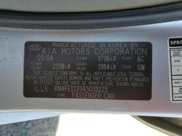 2004 Kia Spectra Lx VIN: KNAFE122345033225 Lot: 54236674