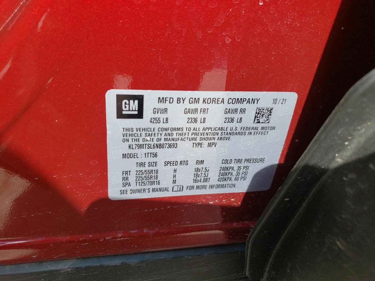 KL79MTSL6NB073693 2022 Chevrolet Trailblazer Rs