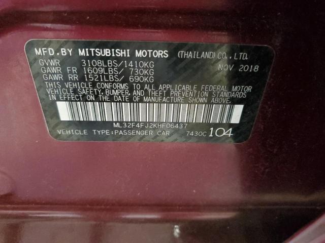 2019 Mitsubishi Mirage G4 Se VIN: ML32F4FJ2KHF06437 Lot: 55831664