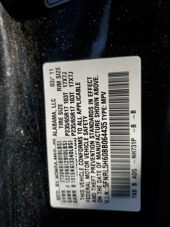 5FNRL5H60BB064435 2011 Honda Odyssey Exl
