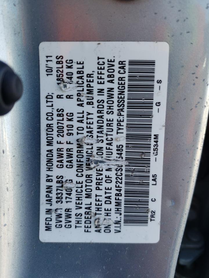 JHMFB4F22CS005485 2012 Honda Civic Hybrid