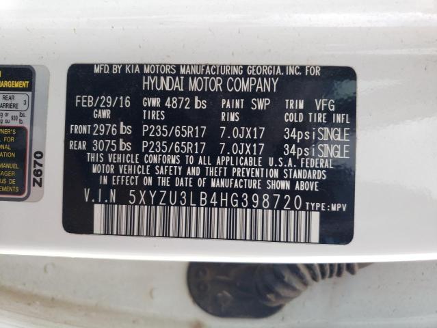 2017 Hyundai Santa Fe Sport VIN: 5XYZU3LB4HG398720 Lot: 53806214