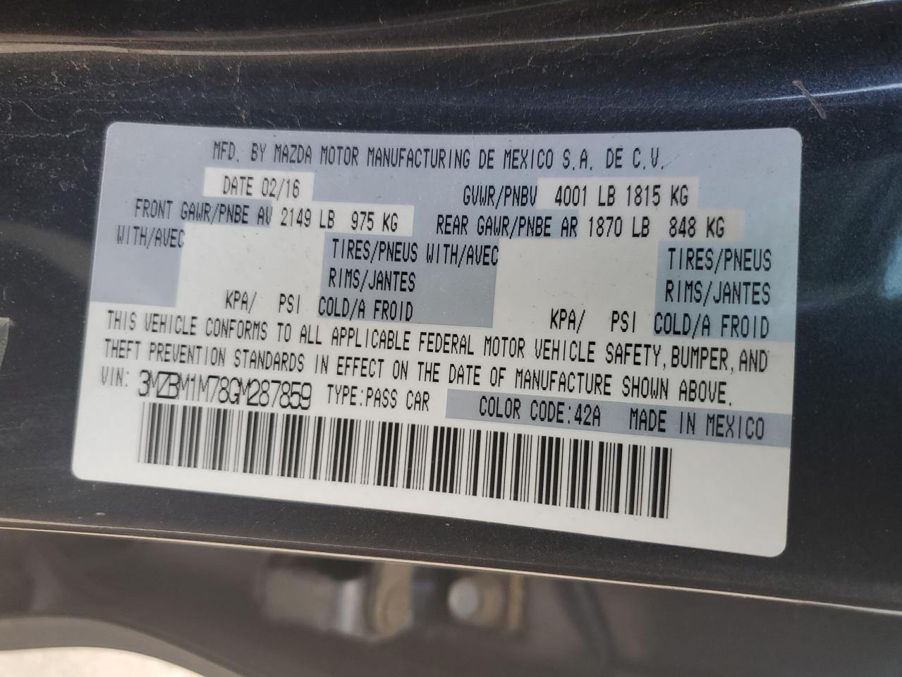 3MZBM1M78GM287859 2016 Mazda 3 Touring