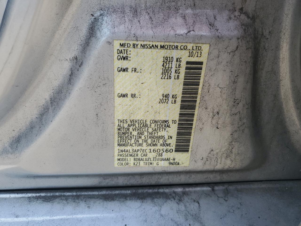 1N4AL3AP7EC160560 2014 Nissan Altima 2.5