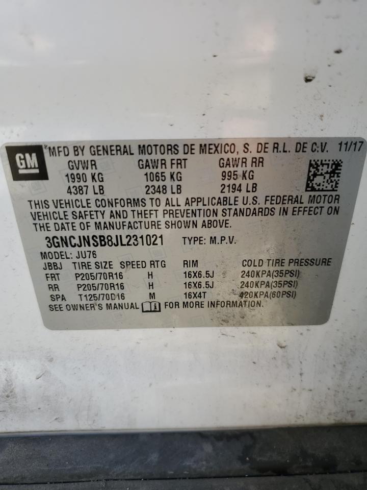 3GNCJNSB8JL231021 2018 Chevrolet Trax Ls