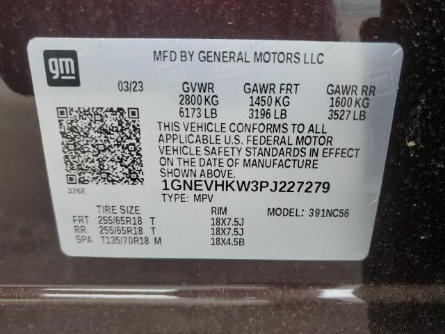 2023 Chevrolet Traverse Lt VIN: 1GNEVHKW3PJ227279 Lot: 54610874