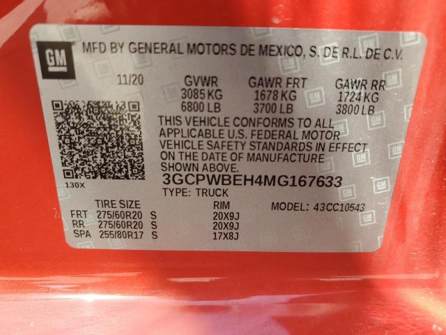 2021 CHEVROLET SILVERADO - 3GCPWBEH4MG167633