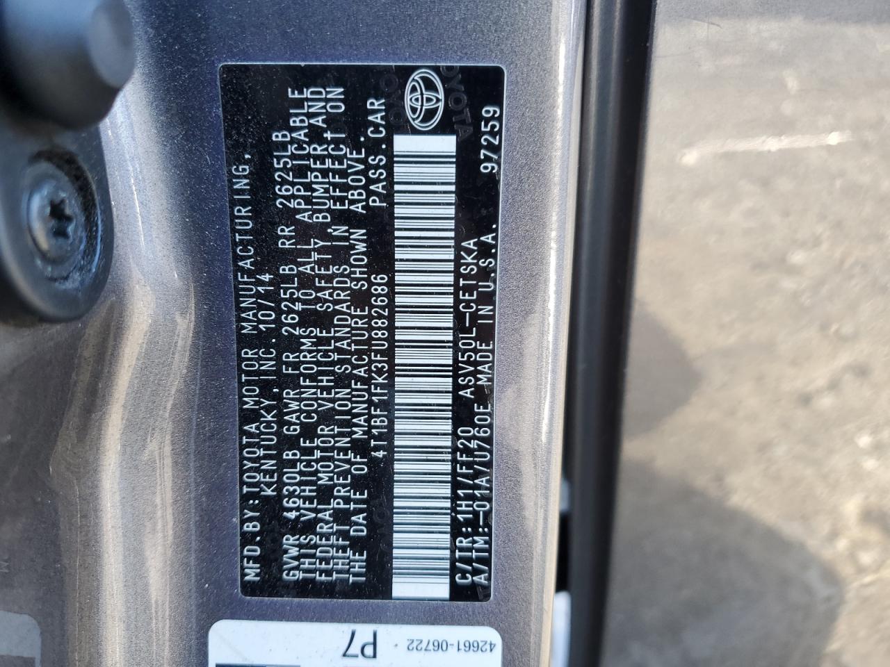 4T1BF1FK3FU882686 2015 Toyota Camry Le