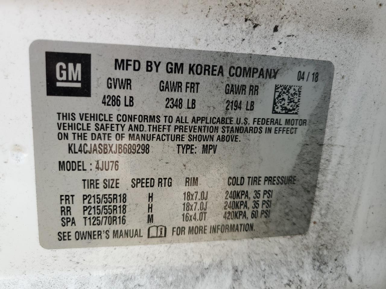 KL4CJASBXJB689298 2018 Buick Encore Preferred