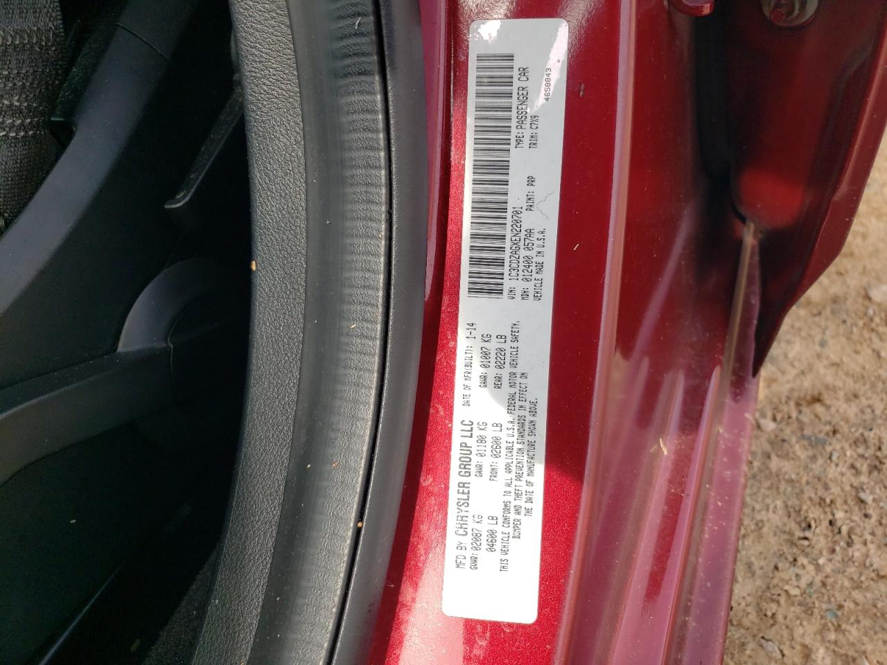 1C3CDZAGXEN220701 2014 Dodge Avenger Se