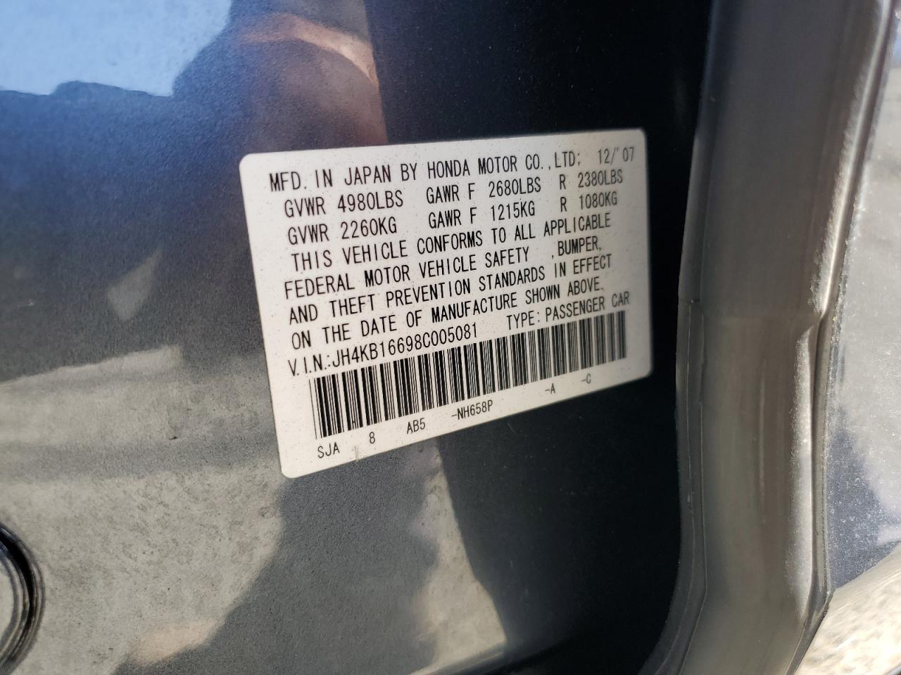 JH4KB16698C005081 2008 Acura Rl