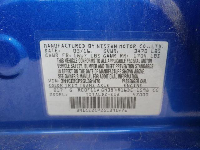 2016 Nissan Versa Note S VIN: 3N1CE2CP2GL391476 Lot: 54974034