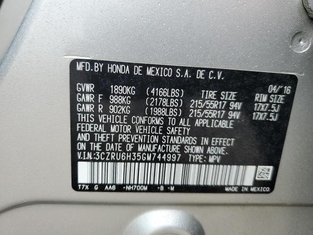 2016 Honda Hr-V Lx VIN: 3CZRU6H35GM744997 Lot: 54526824