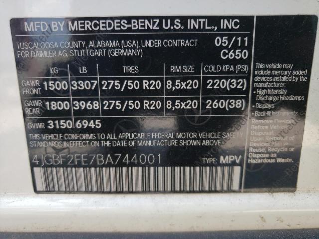 2011 Mercedes-Benz Gl 350 Bluetec VIN: 4JGBF2FE7BA744001 Lot: 56716744