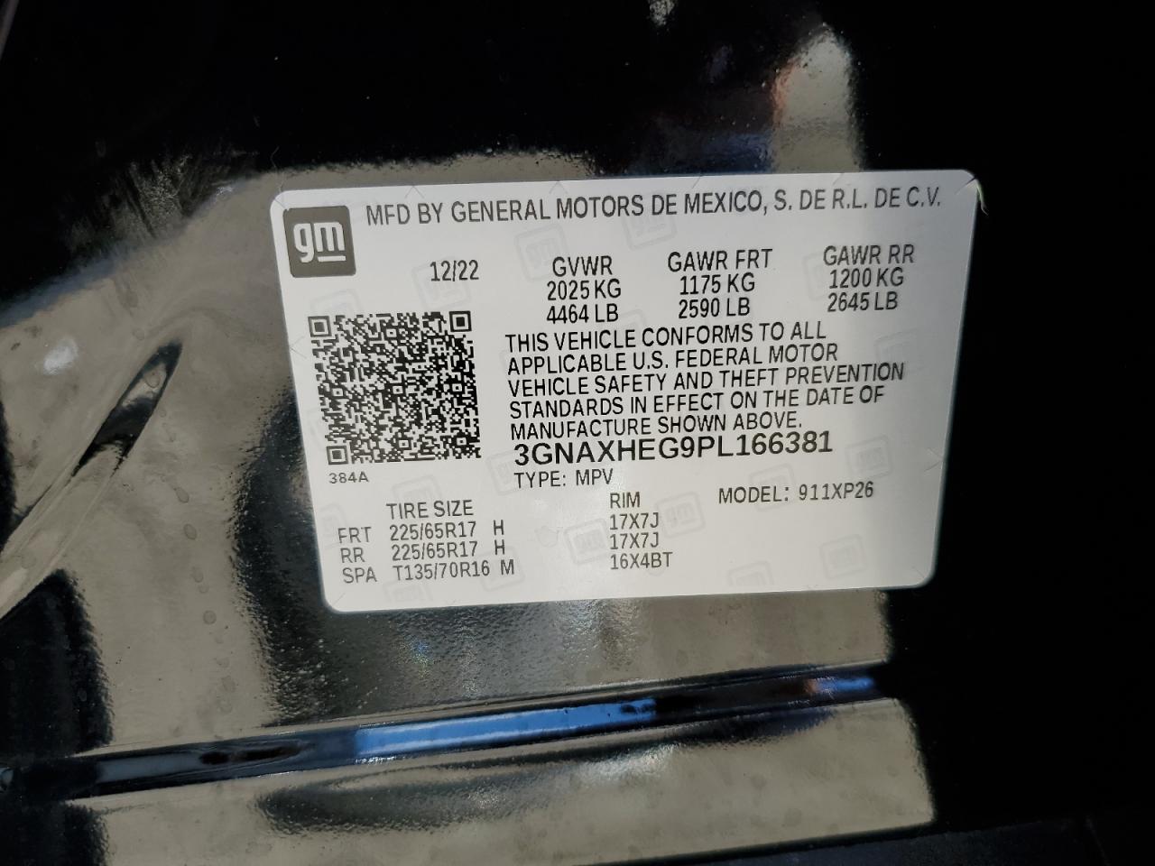 3GNAXHEG9PL166381 2023 Chevrolet Equinox Ls