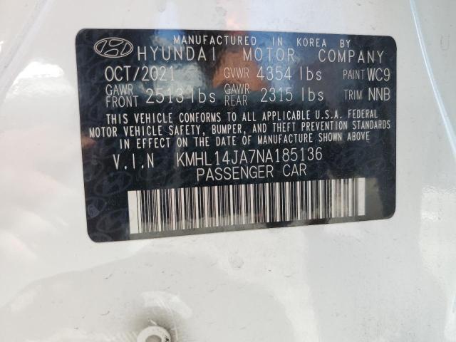 2022 Hyundai Sonata Sel VIN: KMHL14JA7NA185136 Lot: 54881614