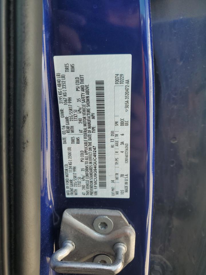 1FMCU9G94GUC49247 2016 Ford Escape Se