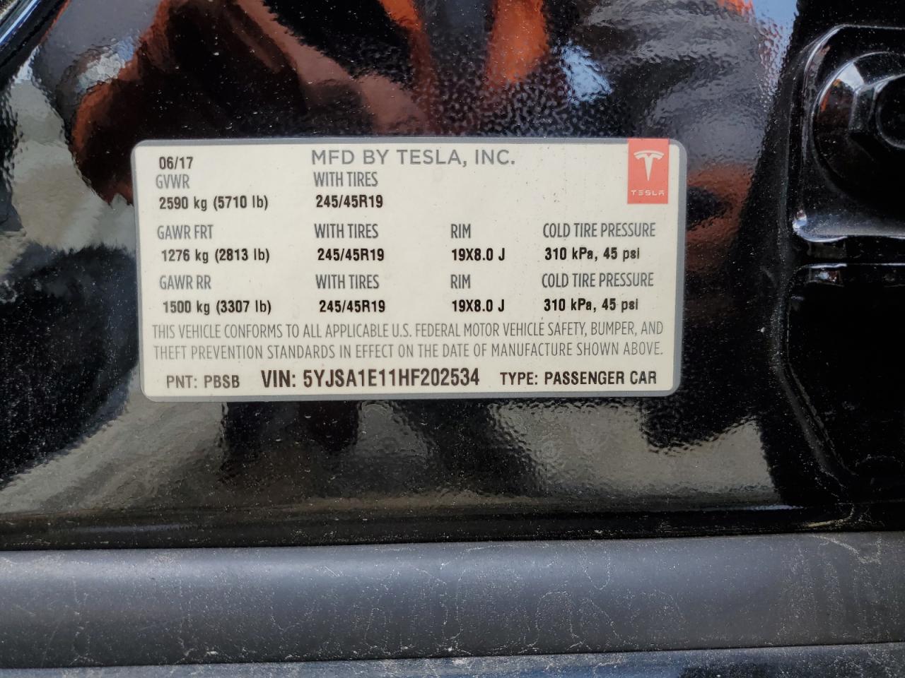 5YJSA1E11HF202534 2017 Tesla Model S