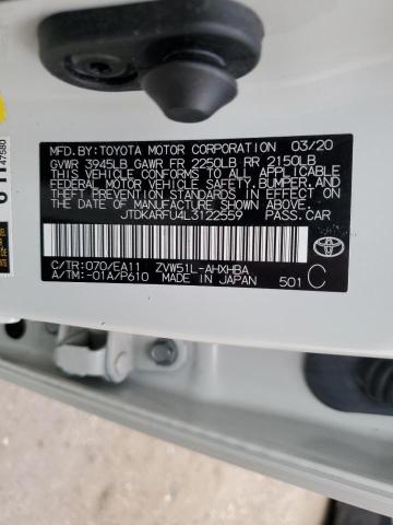 2020 Toyota Prius L VIN: JTDKARFU4L3122559 Lot: 54779014