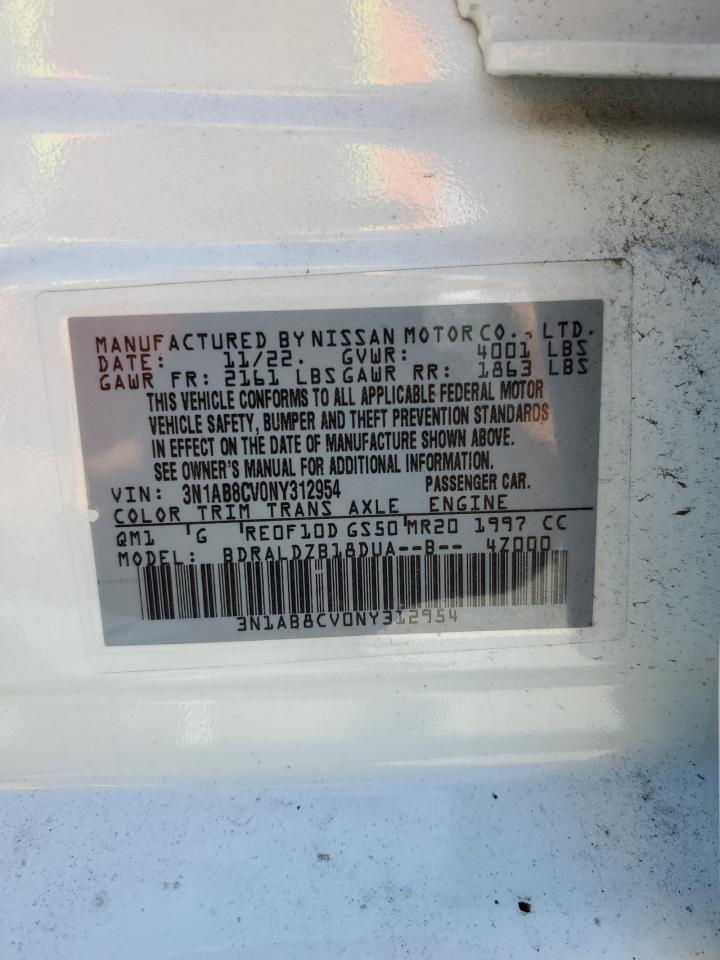 3N1AB8CV0NY312954 2022 Nissan Sentra Sv