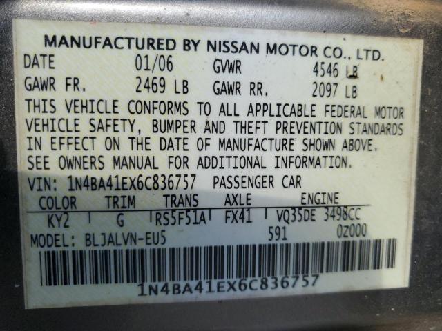 2006 Nissan Maxima Se VIN: 1N4BA41EX6C836757 Lot: 56468394