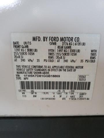 2016 Ford Explorer Xlt VIN: 1FM5K7D81GGB18869 Lot: 55009264