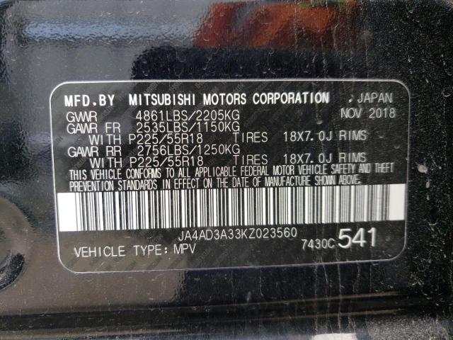 2019 MITSUBISHI OUTLANDER - JA4AD3A33KZ023560
