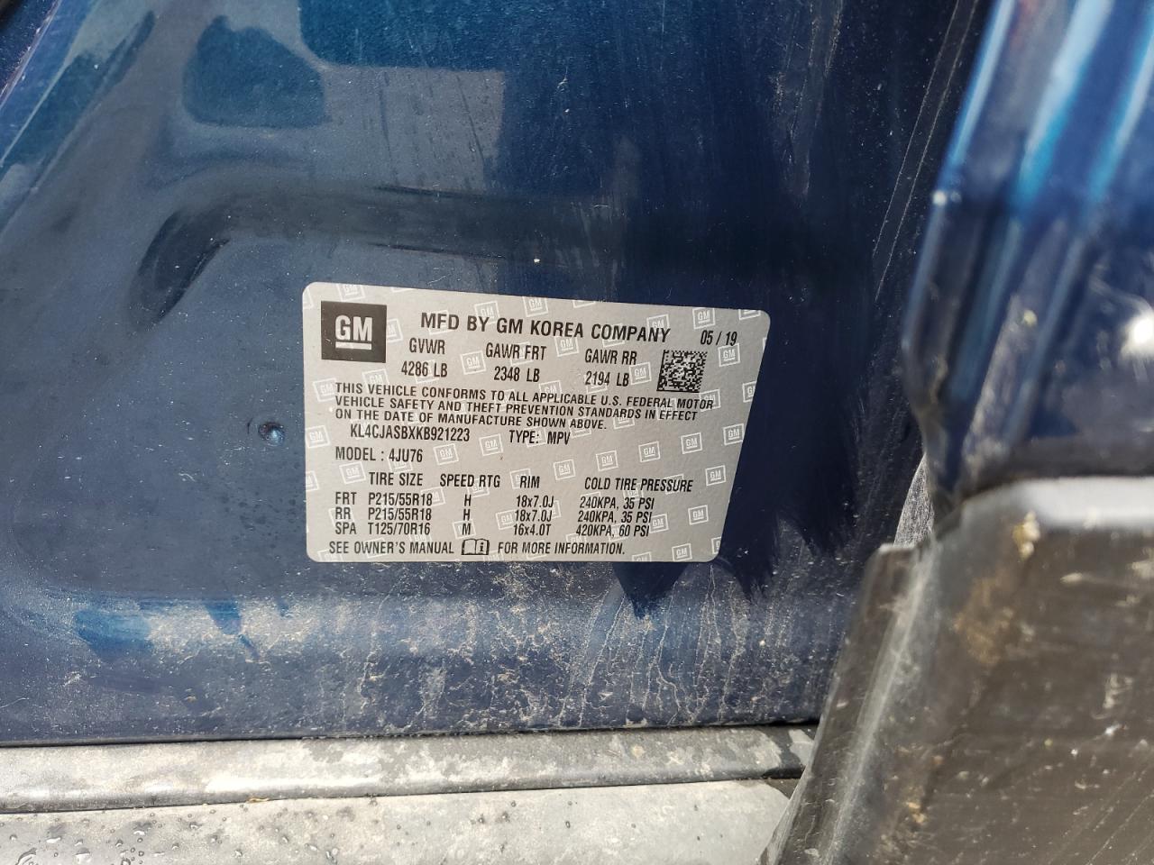 KL4CJASBXKB921223 2019 Buick Encore Preferred