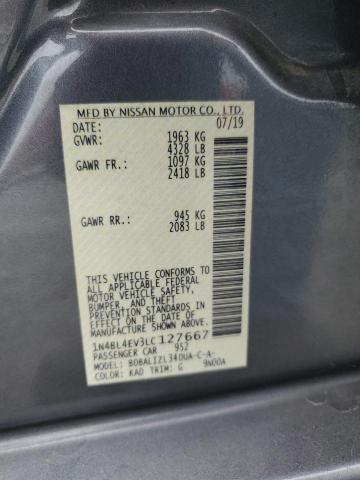 2020 Nissan Altima Sl VIN: 1N4BL4EV3LC127667 Lot: 54522414