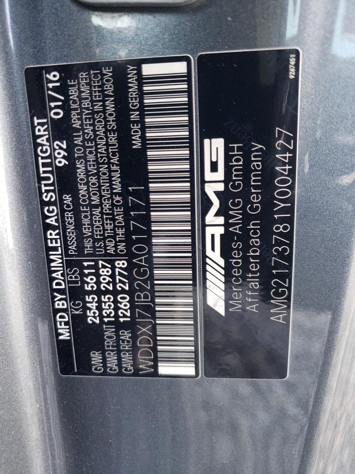 WDDXJ7JB2GA017171 2016 Mercedes-Benz S 63 Amg