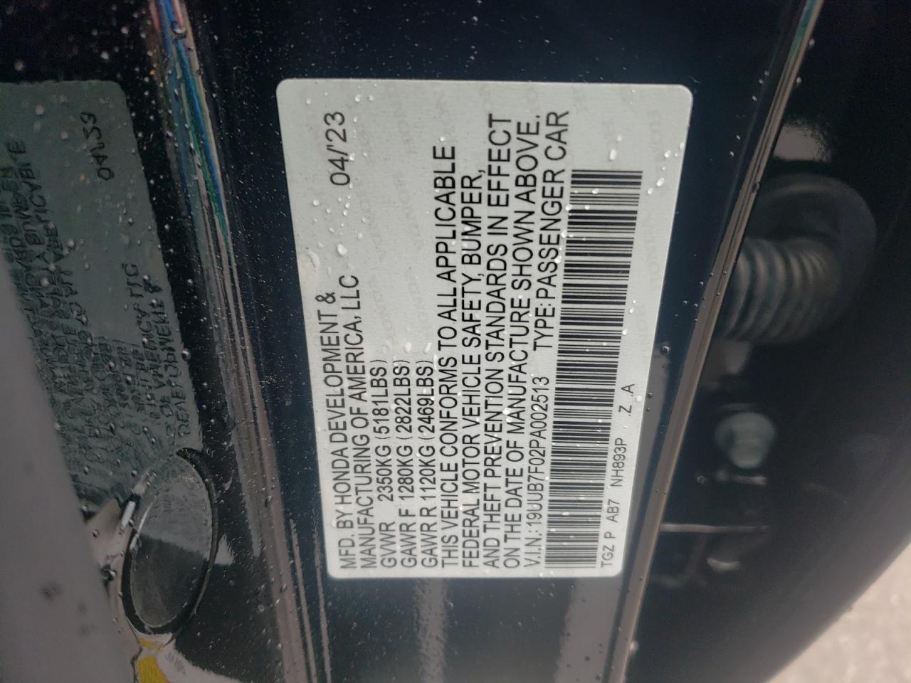 19UUB7F02PA002513 2023 Acura Tlx Type S Pmc Edition