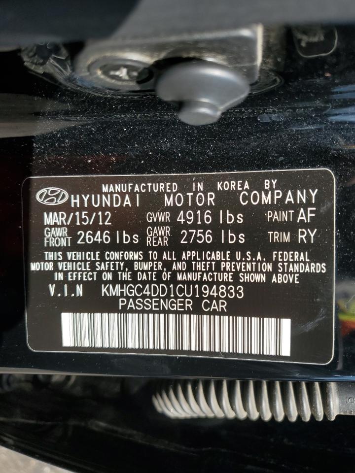 2012 Hyundai Genesis 3.8L vin: KMHGC4DD1CU194833