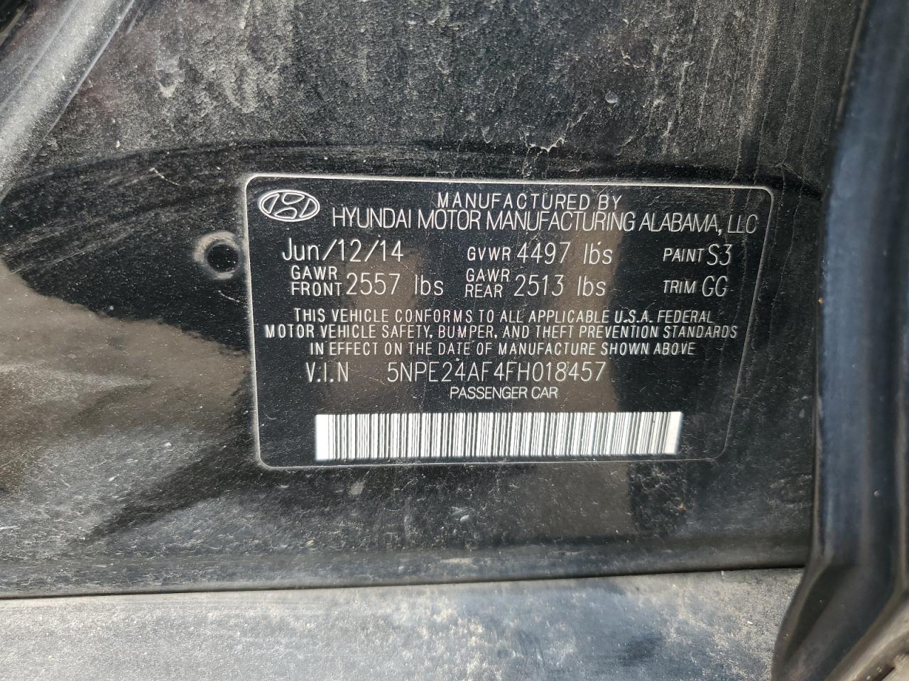 5NPE24AF4FH018457 2015 Hyundai Sonata Se