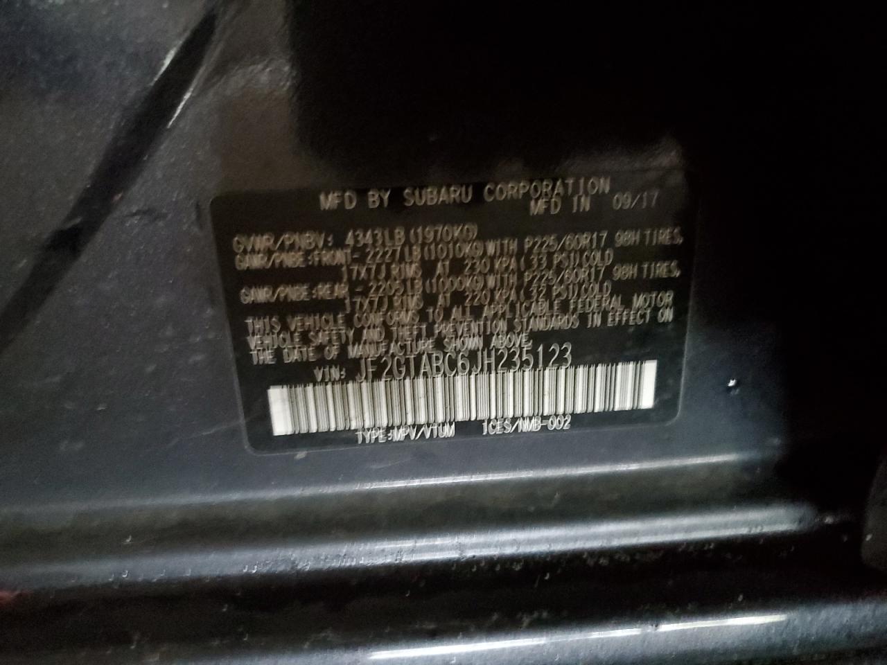 JF2GTABC6JH235123 2018 Subaru Crosstrek Premium