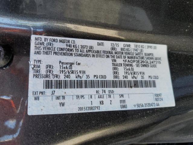 2016 Ford Focus S VIN: 1FADP3E26GL247319 Lot: 55406344