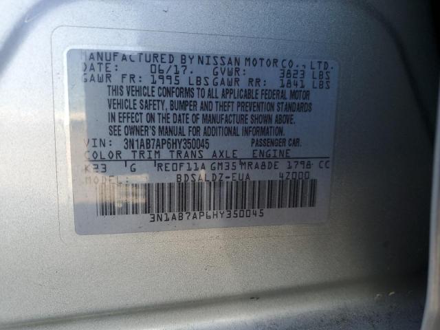 2017 Nissan Sentra S VIN: 3N1AB7AP6HY350045 Lot: 53813824