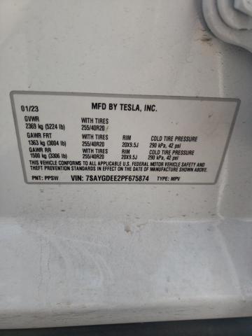 2023 Tesla Model Y VIN: 7SAYGDEE2PF675874 Lot: 54145664