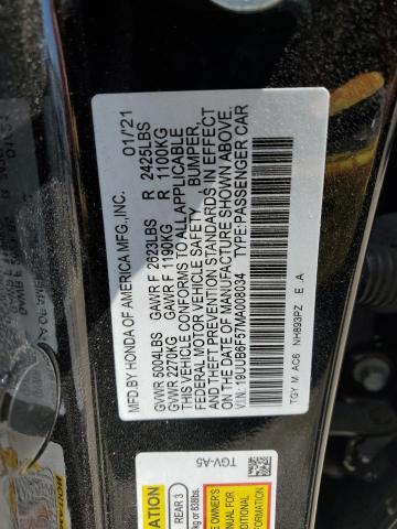 2021 Acura Tlx Tech A VIN: 19UUB6F57MA008034 Lot: 55740334