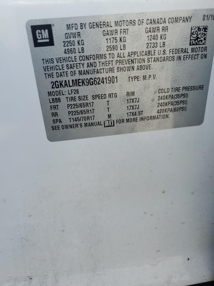 2GKALMEK9G6241901 2016 GMC Terrain Sle